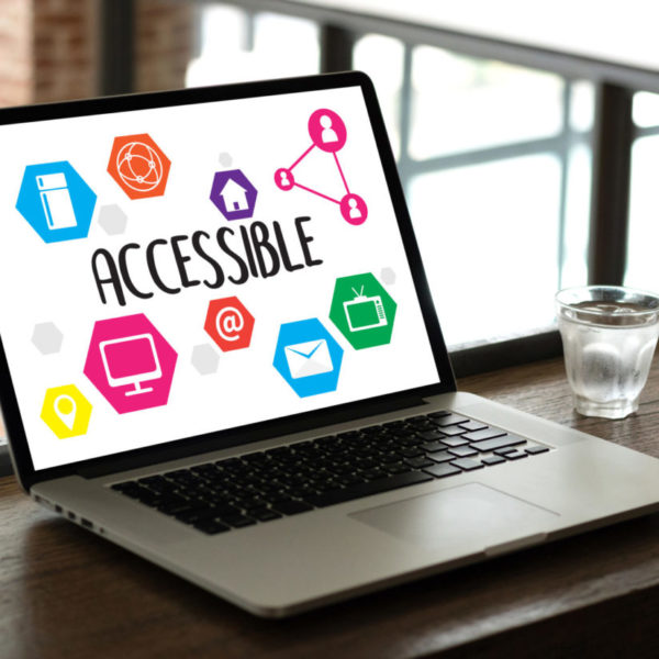 Laptop screen displaying the word 'accessible'