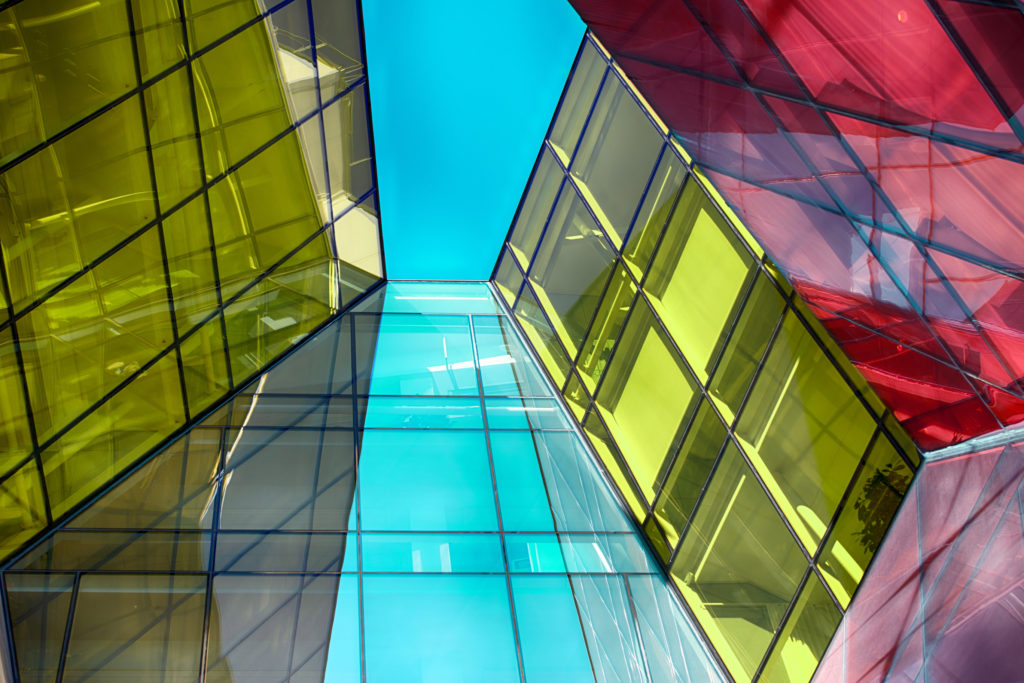 colorful buildings against a blue sky