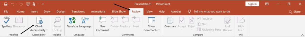 Screenshot of PowerPoint Accessibility Checker Setting
